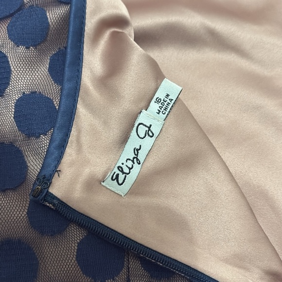 Eliza J Dot Mesh Navy Fit and Flare Dress Size 16 - Picture 11 of 11